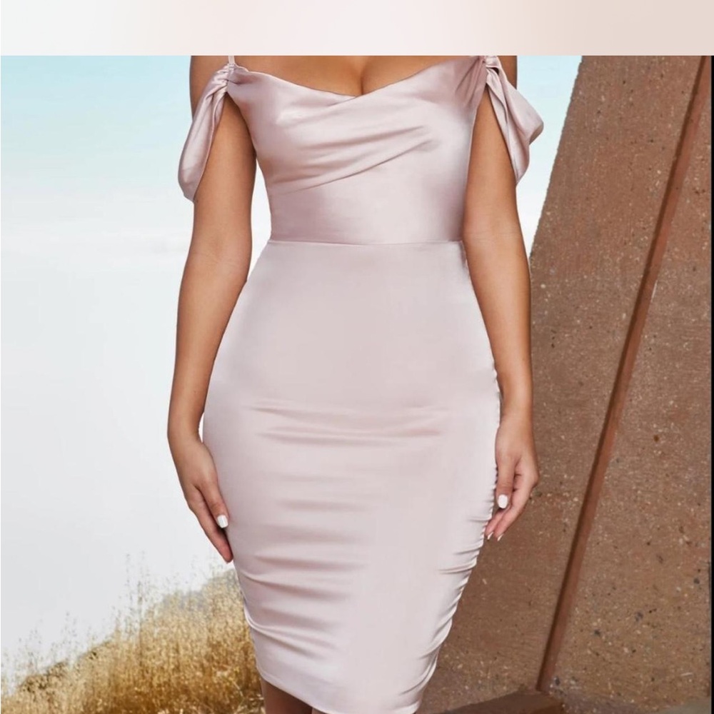 oh polly satin blush dress